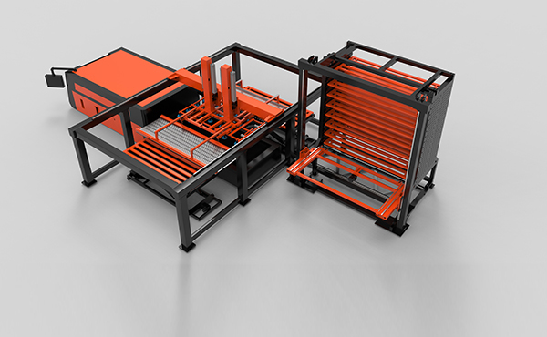 Laser loading and unloading + material library