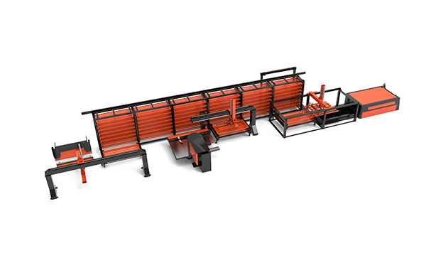 Automatic flexible production line for material storage + bending unit + laser loading and unloading unit + punching unit